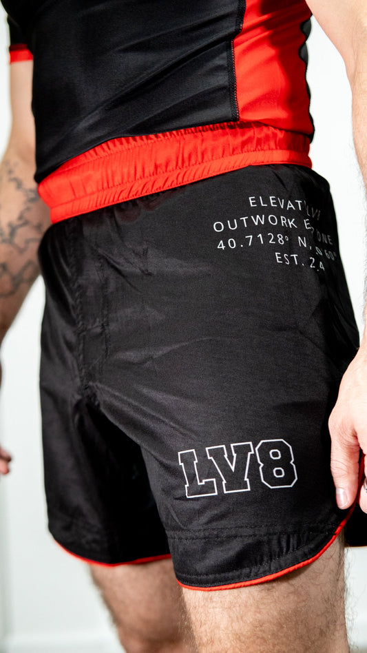 Elevate V1. Fight Shorts - Red. - Elevate Athletic Club